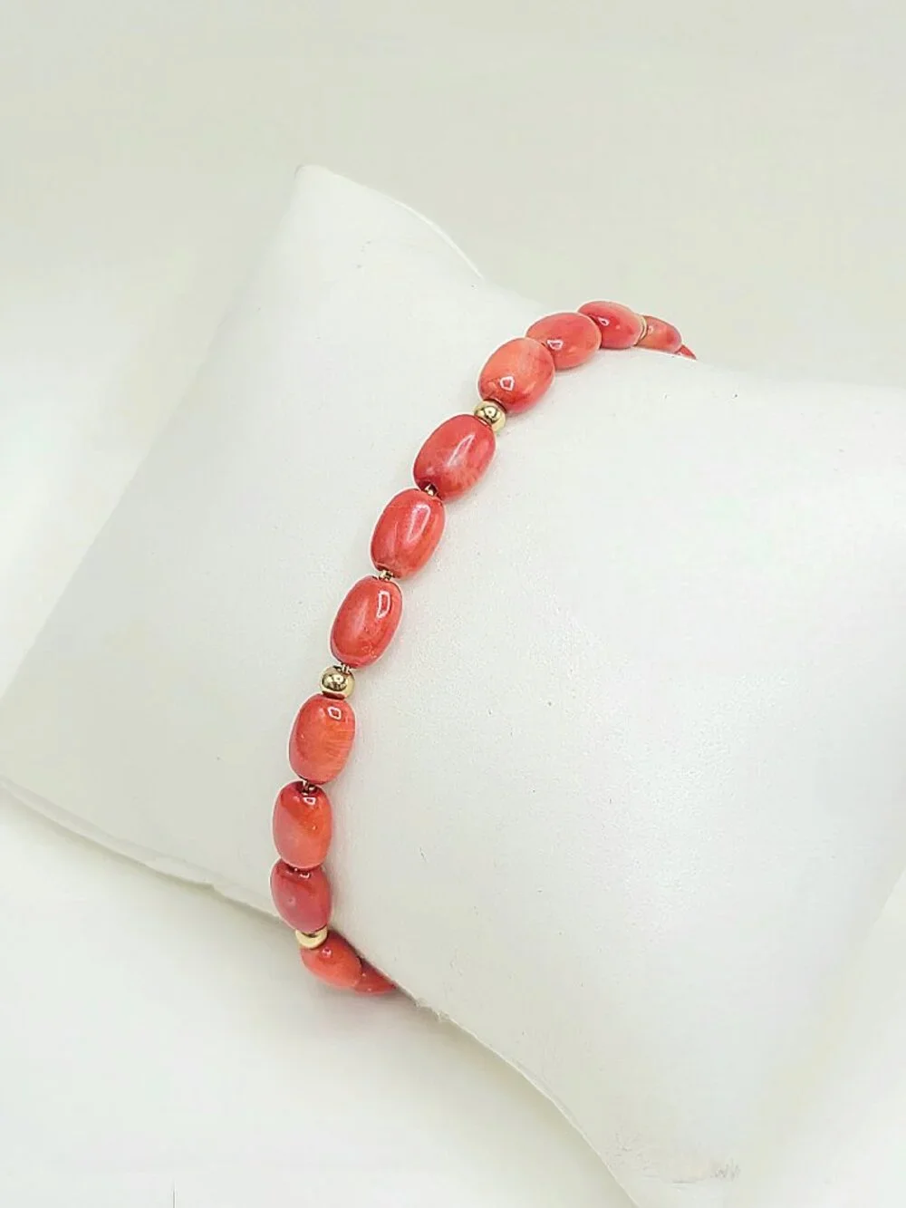David Yurman Bijoux Pebble Bead Bracelet in Yellow Gold w/ Red Sea Bamboo Coral